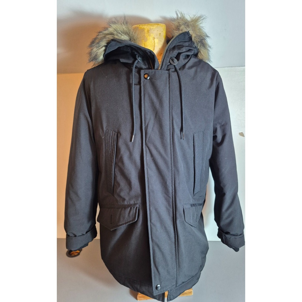 Gap Mens Primaloft Fur-Lined Hood Parka Jacket Medium Black NEW NWOT